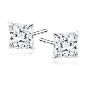 Cercei argint cu piatra Princess Cut 4 mm DiAmanti  1CK4ER_W-DIA (Argint 925‰ 0,5 g.)